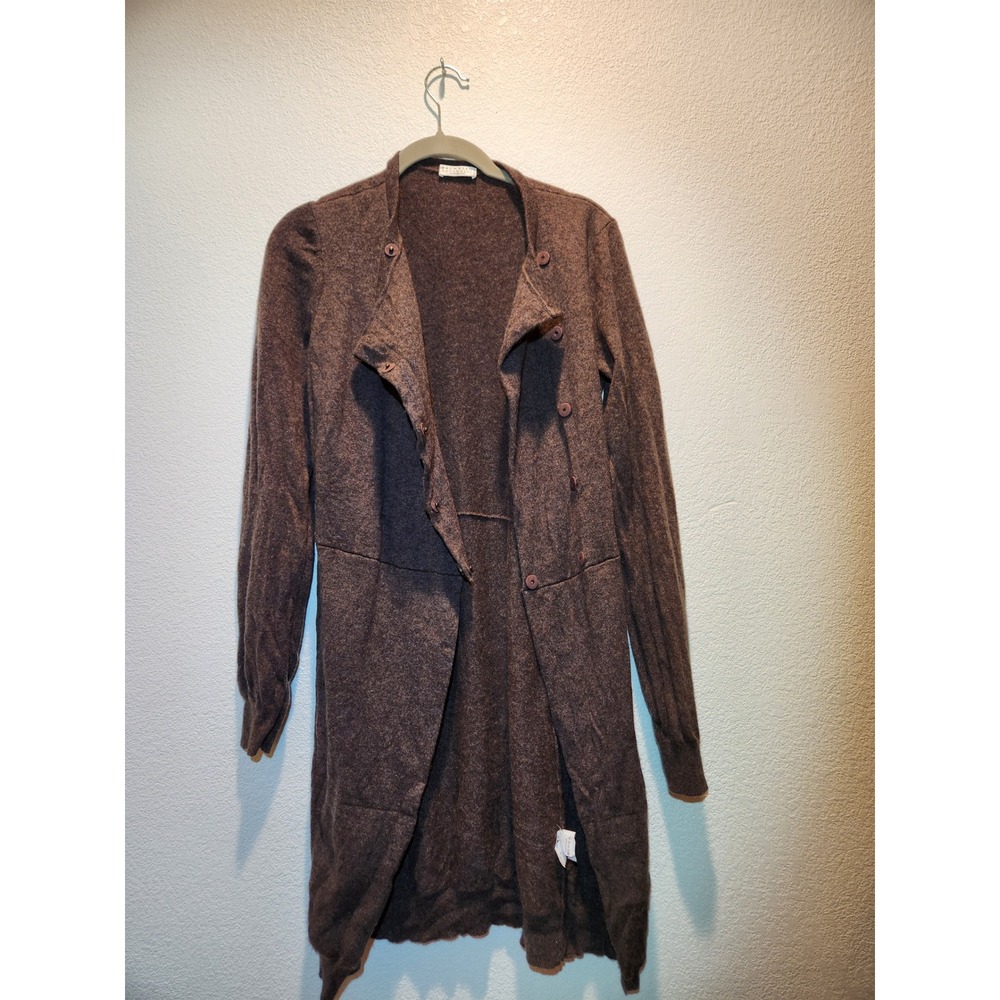 Brunello Cucinelli 100% Cashmere Asymmetrical‎ Cardigan Coat Brown Size S Italy